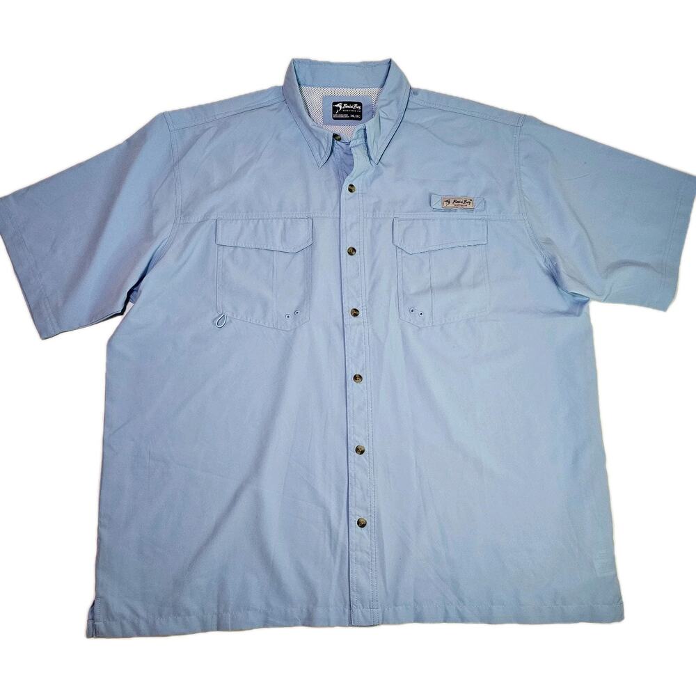 Bimini Bay Outfitters Fishing Button-Down Men's Shirt Size 3XL Blue Short Sleeve